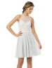 A-line Sheer Neckline Gray Lace Knee Length Prom Dress